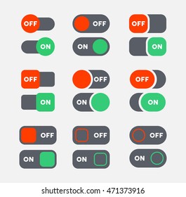 Flat UI On/Off Toggles green and red - Isolated Vector Illustration