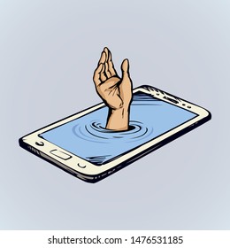 Flat ui pc device palmtop data www app white text space. Ask life reach raise up male boy user arm finger symbol. Comic art drawn sea dive suck human risk phub sink tech net site info sos sign icon