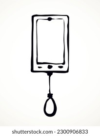 Flat ui pc pad pda sad mind mood teen human user life use work up device palmtop data www app white text space. Cartoon sketch art vector hand drawn risk tech fraud crime web net site info loop hang