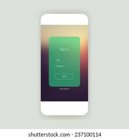 Flat ui sign in screen for mobile app design or wireframe application.