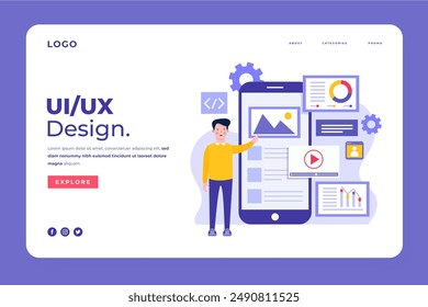 Flat ui ux Landing Page Vektorgrafik Design in eps 10