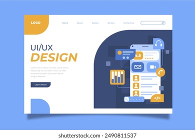 Flat ui ux landing page vector design in eps 10