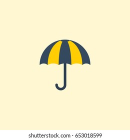 Flat Umbrella Element. Vector Illustration Of Flat Parasol  Isolated On Clean Background. Can Be Used As Parasol, Umbrella And Sunny Symbols.