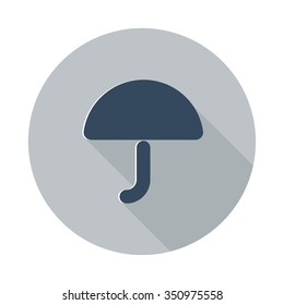Flat Umbrella icon with long shadow on grey circle