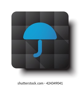 Flat Umbrella icon on black app button with drop shadow