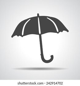 flat umbrella icon on a grey background