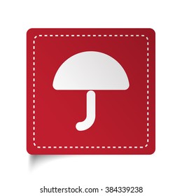 Flat Umbrella icon on red sticker