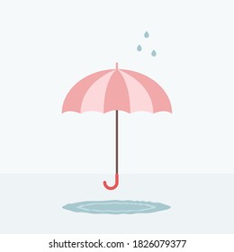 flat umbrella with rain drops