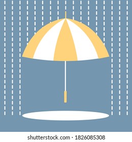flat umbrella with rain drops