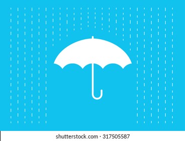 flat umbrella under the rain falling illustration vector