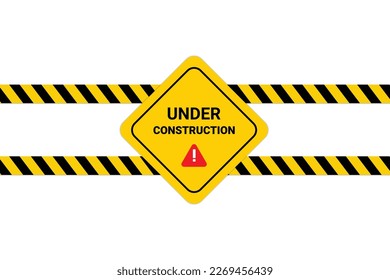 Flat under construction sign background design with warning icon.
