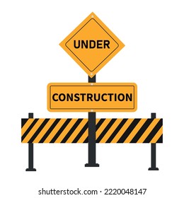 Flat under construction sign vector illustration.