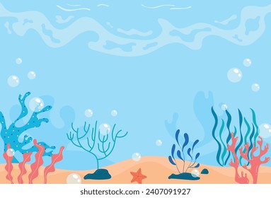 Flat underwater landscape background illustration