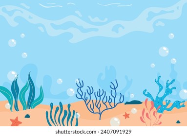 Flat underwater landscape background illustration