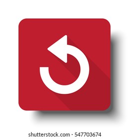 Flat Undo web icon on red button with drop shadow
