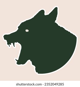 flat unique wolf design with black and white