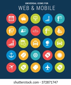 Flat Universal Web Icons Set for Web and Mobile