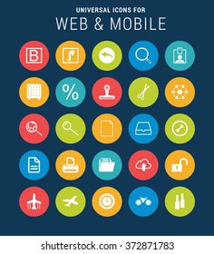 Flat Universal Web Icons Set for Web and Mobile