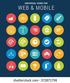 Flat Universal Web Icons Set for Web and Mobile