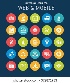 Flat Universal Web Icons Set for Web and Mobile