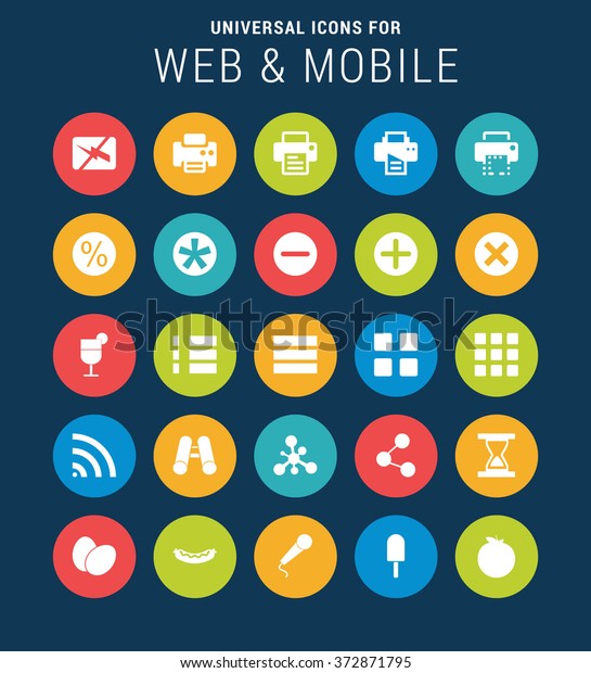 Flat Universal\
Web Icons Set for Web and\
Mobile
