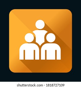 Flat Universal White Icon with Shadows on Realistic Colorful Button on Black Background . Isolated Vector Elements