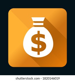 Flat Universal White Icon with Shadows on Realistic Colorful Button on Black Background . Isolated Vector Elements