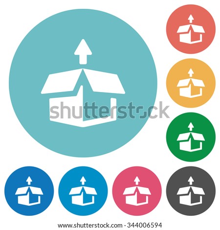 Flat unpack icon set on round color background. 8 color variations included with light teme.