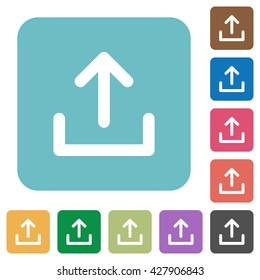 Flat upload icons on rounded square color backgrounds.