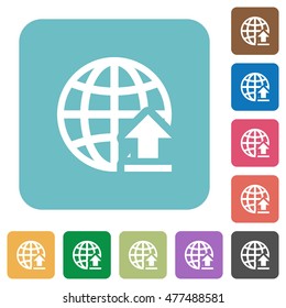 Flat Upload to the internet icons on rounded square color backgrounds.