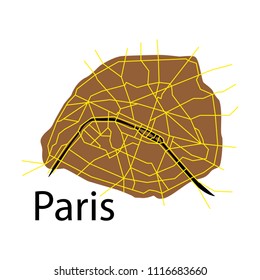 Flat Urban city map of Paris, France