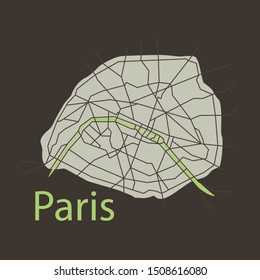 Flat Urban city map of Paris, France