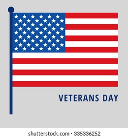 Flat USA flag color vector icon with congratulation veterans day text 