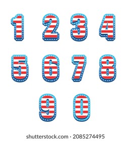 flat usa flag colors  numbers stock vector illustration clip art