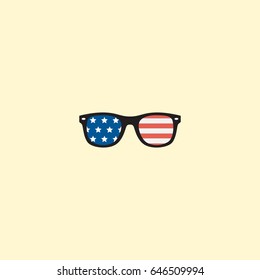 Flat Usa Glasses Element. Vector Illustration Of Flat Spectacles Isolated On Clean Background. Can Be Used As Usa, Glasses And Spectacles Symbols.