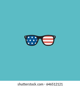 Flat Usa Glasses Element. Vector Illustration Of Flat Spectacles Isolated On Clean Background. Can Be Used As Usa, Glasses And Spectacles Symbols.