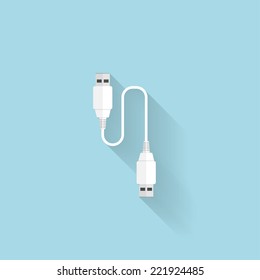Flat USB cable icon for web. 