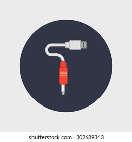 Flat USB cable icon for web