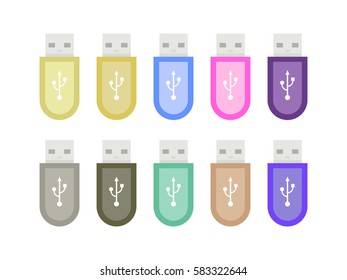 Flat USB colorful set