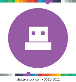 Flat usb icon in a circle.
