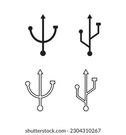 Símbolo plano de conjunto de iconos USB vector Ilustración.