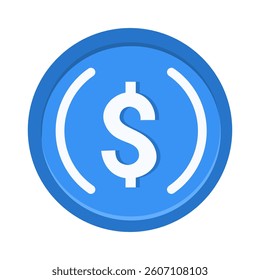 
Flat USDC coin icon symbolizing stablecoin and digital dollar for fintech apps, blockchain presentations, crypto websites, and digital finance projects.
