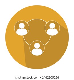 Flat user chain icon vector illustration on color background 