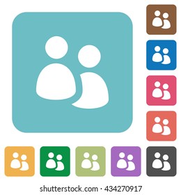Flat user group icons on rounded square color backgrounds.