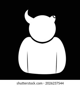 Flat user icon or avatar with one of the horns was broken off.