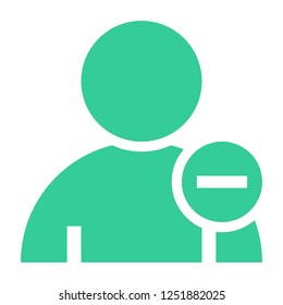 Flat user icon member sign avatar button with minus pictogram. Quick and easy recolorable shape isolated from background. Vector illustration a graphic element for web internet design
