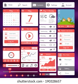 Flat user interface design template with video calendar infographic apps vector illustration