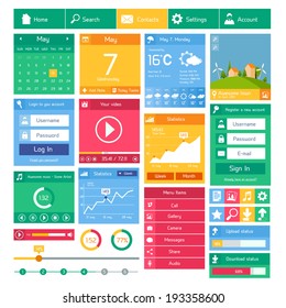 Flat user interface design template internet and applications layout elements vector illustration