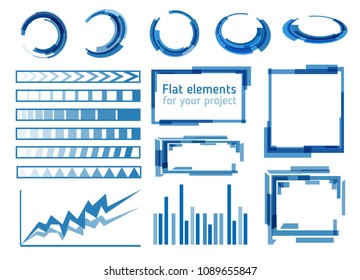 Flat user interface elements vector set. Web banner, abstract bar info graphic, design illustration
