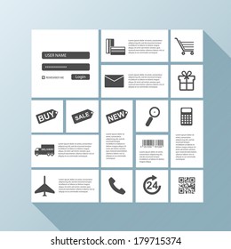 Flat user interface for webpage shop 